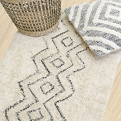 Aubry Gaspard Tapis en coton naturel et noir 60 x 90 cm Graphique.