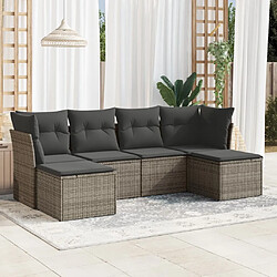 Maison Chic Salon de jardin 6 pcs avec coussins | Ensemble de Table et chaises | Mobilier d'Extérieur gris résine tressée -GKD79714