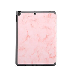 Etui en PU triple pli en marbre avec porte-stylo rose pour votre Apple iPad 10.2 (2019)