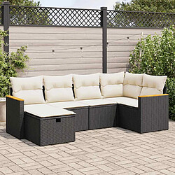 vidaXL Salon de jardin 6 pcs avec coussins noir résine tressée