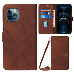 Etui en PU anti-rayures avec bandoulière marron pour votre iPhone 12 Pro Max 6.7 pouces