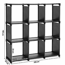 SONGMICS Étagère de Rangement à 9 Compartiments Meuble de Rangement Ouvert Bibliothèque Organiseur pour Salon Noir LSN45BK pas cher