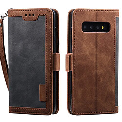 Etui en PU style d'épissage vintage avec support gris pour votre Samsung Galaxy S10