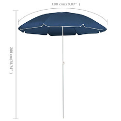 Acheter vidaXL Parasol d'extérieur avec mât en acier Bleu 180 cm