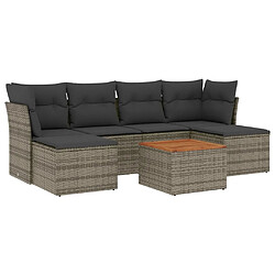 Maison Chic Salon de jardin avec coussins 7 pcs, Ensemble Tables et chaises de jardin, gris résine tressée -GKD730961