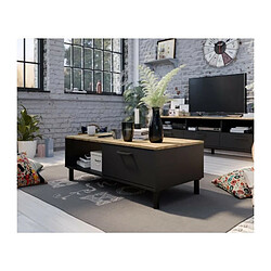 Acheter OXFORD Table Basse decor noir et chene - Style industriel - L 100 x P 55 x H 40 cm