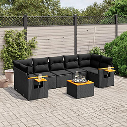 Maison Chic Salon de jardin 8 pcs avec coussins | Ensemble de Table et chaises | Mobilier d'Extérieur noir résine tressée -GKD88177