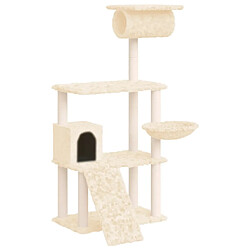 Helloshop26 Arbre à chat meuble tour grimper jouet grattage grattoir escalade plateforme avec griffoirs en sisal 131 cm crème 02_0022466