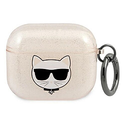 Ozzzo original coque karl lagerfeld kla3uchgd pour apple airpods 3 / gold + glitter