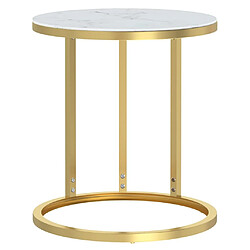 Maison Chic Table d'appoint | Table Basse Doré et marbre blanc 45 cm Verre trempé -GKD28943