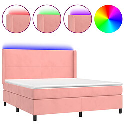 vidaXL Sommier à lattes de lit matelas et LED Rose 180x200 cm Velours