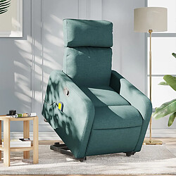 vidaXL Fauteuil inclinable de massage Vert foncé Tissu