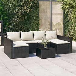 vidaXL Salon de jardin 2 pcs avec coussins Noir Résine tressée