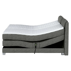 Avis Vente-Unique Ensemble complet boxspring tête de lit + sommiers relaxation électrique + matelas + surmatelas - 2 x 90 x 200 cm - Tissu - Gris clair - CASTEL de PALACIO