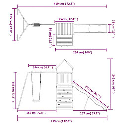 vidaXL Aire de jeux d'extérieur bois de pin imprégné pas cher