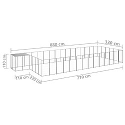 Helloshop26 Chenil extérieur cage enclos parc animaux chien argenté 26,62 m² acier 02_0000261