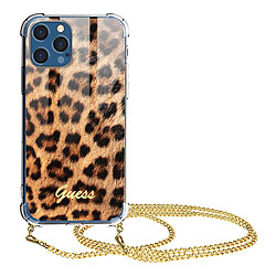 Guess Maroquinerie Coque iPhone 12 Pro Max avec Chaîne de Cou Motif Léopard Guess Orange