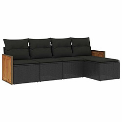 Maison Chic Salon de jardin 5 pcs avec coussins | Ensemble de Table et chaises | Mobilier d'Extérieur noir résine tressée -GKD19079