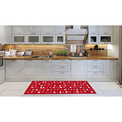 Alter Chemin de cuisine, 100% Made in Italy, Tapis antitache avec impression numérique, Chemin de table antidérapant et lavable, Modèle de Noël - Charmaine, 140x52 cm