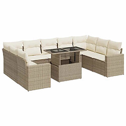 vidaXL Salon de jardin avec coussins 10 pcs beige résine tressée