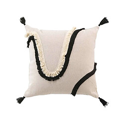 Douceur D'Interieur Coussin déhoussable EBRO - Polycoton uni et fantaisie - 40 x 40 cm - Ecru et noir