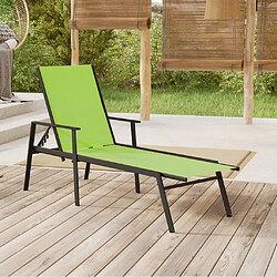 Maison Chic Chaise longue - Transat - Bain de Soleil acier et tissu textilène vert