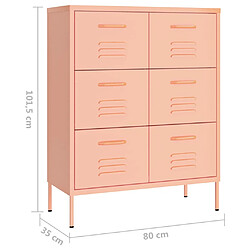 vidaXL Armoire à tiroirs Rose 80x35x101,5 cm Acier pas cher