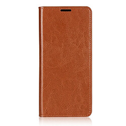 Etui en cuir véritable Cheval fou avec support marron pour votre OPPO Find X2 Pro