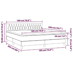 Maison Chic Lit adulte- Lit + matelas,Sommier à lattes de lit avec matelas LED Taupe 180x200 cm Tissu -GKD18002 pas cher