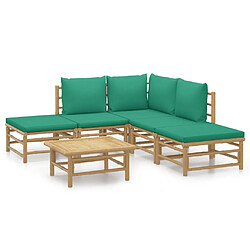 Maison Chic Salon de jardin 6 pcs + coussins - Mobilier/Meubles de jardin - Table et chaises d'extérieur vert bambou -MN79297