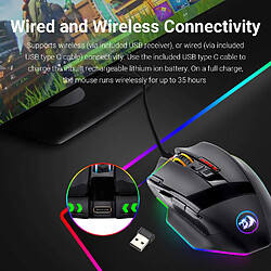 Acheter Universal Souris gaming sans fil à deux modes LED RGB rétroéclairée MMO 9 Souris à bouton programmable pour les joueurs de jeux informatiques(Le noir)