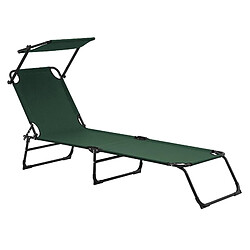 Helloshop26 Bain de soleil transat chaise longue pliable avec pare-soleil acier pvc polyester 187 cm gris clair 03_0000988