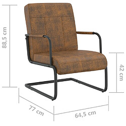 vidaXL Chaise cantilever Marron Tissu pas cher