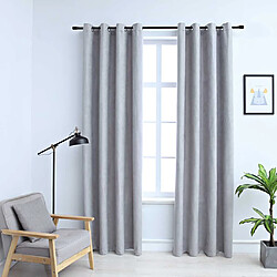 vidaXL Rideaux occultants avec anneaux en métal 2 pcs Gris 140x175 cm