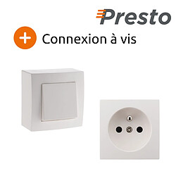 Avis Lot de 2 interrupteurs va et vient + 4 prises 16A en saillie blanc - gamme Presto - Zenitech