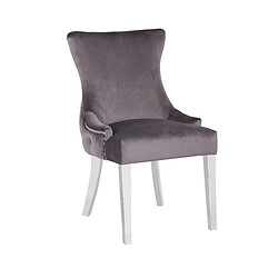 Avis Vivenla Lot de 2 Chaises de salle à manger design avec capitonnage à l'arriere revêtement en velours gris foncé et piètement en acier inoxydable argenté collection LEO