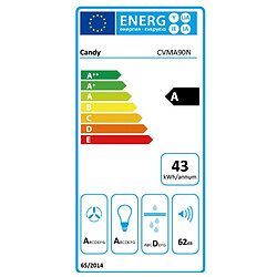 Hotte décorative inclinée 90cm 502m3/h noir - CVMA90N - CANDY