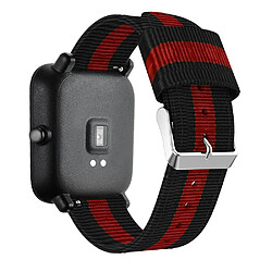 Bracelet en nylon Toile verticale 20mm noir/rouge pour votre Xiaomi Huami Amazfit GTS