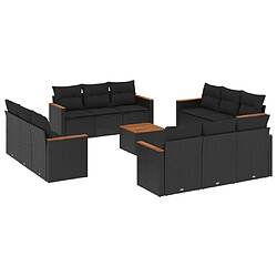 Maison Chic Salon de jardin avec coussins 13 pcs, Ensemble Tables et chaises de jardin, noir résine tressée -GKD172225