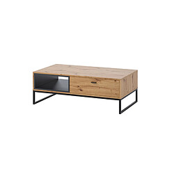 Bestmobilier Odin - table basse - bois et métal noir - 120 cm - style industriel