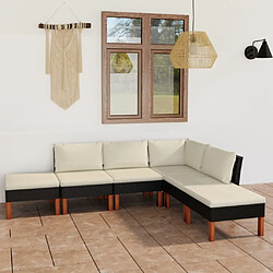 Maison Chic Salon de jardin 6 pcs + coussins - Mobilier/Meubles de jardin - Table et chaises d'extérieur Résine tressée Noir -MN74659