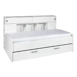 Pegane Lit enfant avec environnement coloris blanc mat - 204 x 109 x 122,5 cm