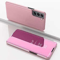 Coque en TPU + PU électroplaqué, surface miroir avec support or rose pour votre Samsung Galaxy S22 Plus