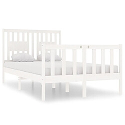 Maison Chic Lit Moderne Chambre - Cadre/structure de lit pour adulte Blanc Bois massif 120x190 cm Petit Double -MN76476 