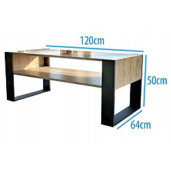 Acheter Dusine TABLE BASSE LOVY CHÊNE / NOIR - STYLE INDUSTRIEL - 120cm x 64 cm