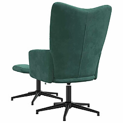 Acheter vidaXL Chaise de relaxation avec tabouret Vert foncé Velours