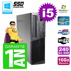 PC Lenovo M91p SFF Intel I5-2400 16Go Disque 240Go SSD Graveur Wifi W7 - Occasion