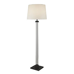 Searchlight Lampadaire Colonne de Verre & Base Noire, Abat-Jour Blanc