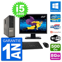 PC Dell 990 SFF Ecran 22" Intel i5-2400 RAM 8Go Disque Dur 500Go Windows 10 Wifi - Occasion