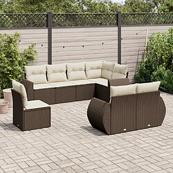 vidaXL Salon de jardin 8 pcs avec coussins marron résine tressée